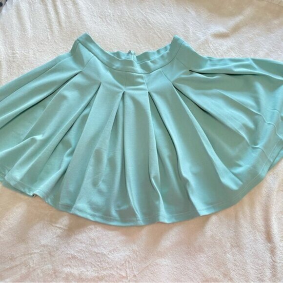 Mint Green Pleated Highwaisted Tennis Skirt - Picture 6 of 12